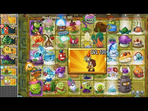 PvZ 2 - Mini Cono Aventurero NVL 100 vs Todas las Plantas NVL 47000