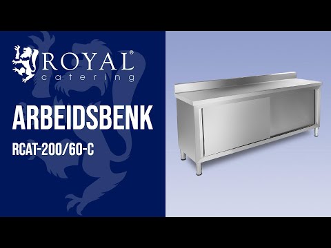 video - Arbeidsbenk - ECO - 200 x 60 cm - 160 kg - bakkant - Royal Catering