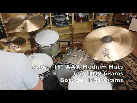 Sabian 15" AAX Medium Hats - Demo of exact cymbal - top - 1049g - bottom - 1441