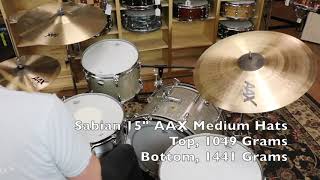 Video thumbnail for Sabian 15" AAX Medium Hats - Demo of exact cymbal - top - 1049g - bottom - 1441 by Columbus Percussion
