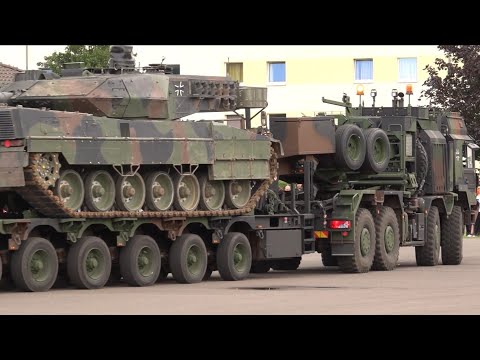 Leopard 2 Verladung auf SLT Elefant 2- Tag der offenen Tür Burg 2024