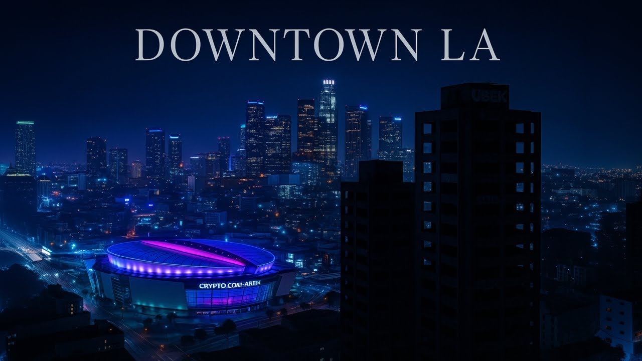 Downtown LA From Above: Crypto.com Arena & the Abandoned Towers at Night