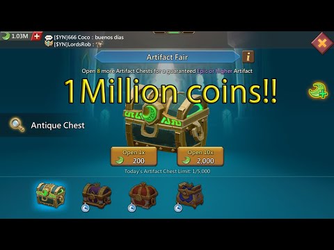 1M ARTIFACT COINS OPENING! - Lords Mobile Gonix