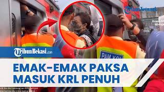 Emak-emak Ngeyel Memaksa Masuk KRL yang Sudah Penuh di Stasiun Manggarai hingga Tarik Topi Petugas