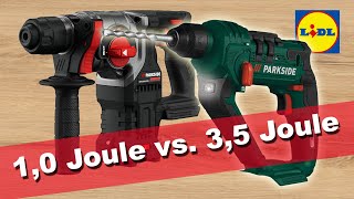 Parkside PABH20 Li Akku-Bohrhammer 1,0 Joule vs. 3,5 Joule Parkside PKHAP 20-Li A1