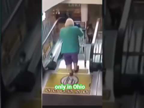 Granny falls flips down escalator 🤯