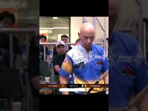 Efren Bata Reyes is ahead 8-6 but As of this posting the score is tied at 8-8.What a game.