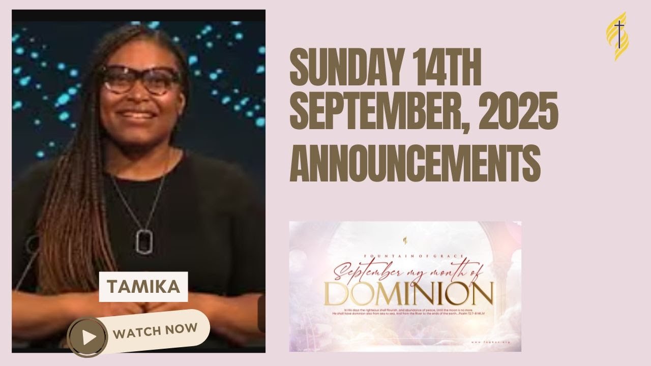Fountain of Grace Announcements | Sunday 14th September , 2025