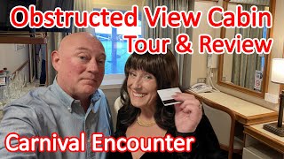 Carnival Encounter Obstructed Oceanview Cabin 8605 Full Tour & Review. Cruise Category 5A