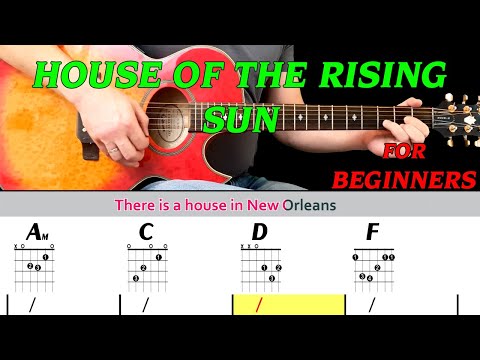 HOUSE OF THE RISING SUN | Easy guitar PLAY ALONG for BEGINNERS (with chords & lyrics) - The Animals