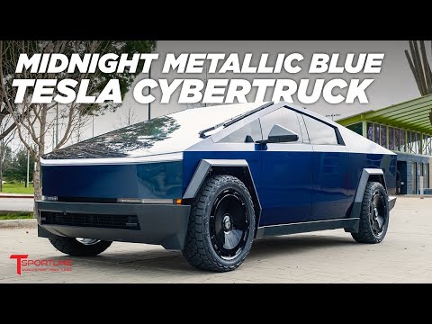 🙌🏼 1st Cybertruck in Supergloss Midnight Metallic Blue DIY Wrap Kit with 24" CTM Monoblock wheels