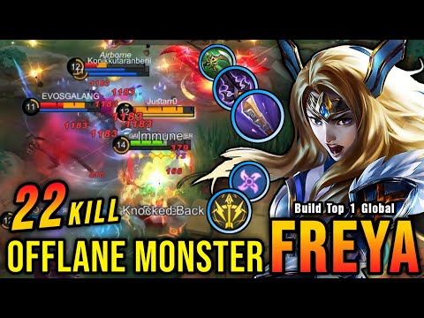 22 Kills!! Offlane Monster Freya with Trinity Build is Deadly!! - Build Top 1 Global Freya ~ MLBB