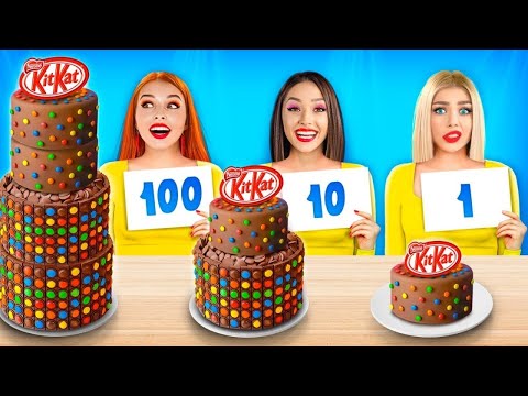 100 Layers Challenge: Chocolate Food VS Real Food Battle for 24 Hours by RATATA BOOM