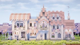 【マイクラ1.21.4】ペールオークと桜を使った白ピンクのお家の作り方【マイクラ建築】