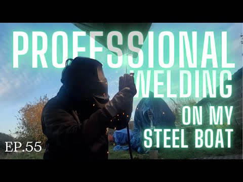 Professional welding a steel boat. Project Y EP 55