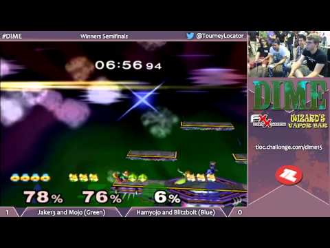 DIME 15 Melee - Jake13 and Mojo (Green) vs Blitzbolt and Hamyojo (Blue) - Winners Semifinals