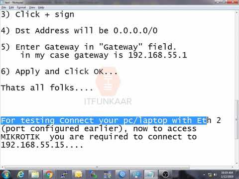 configuring  IP  address and default route on mikrotik