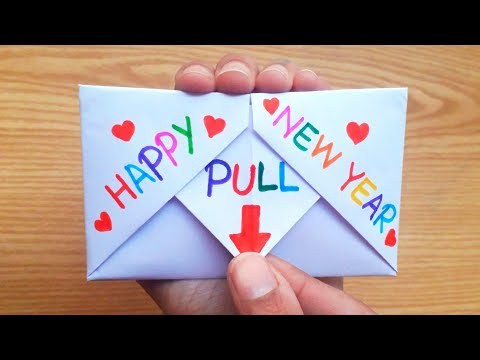 DIY - SURPRISE MESSAGE CARD FOR NEW YEAR | Pull Tab Origami Envelope Card | Happy New Year Card