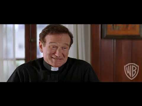 License to Wed official trailer frame with Reverend Frank facing Ben and Sadie in the pews