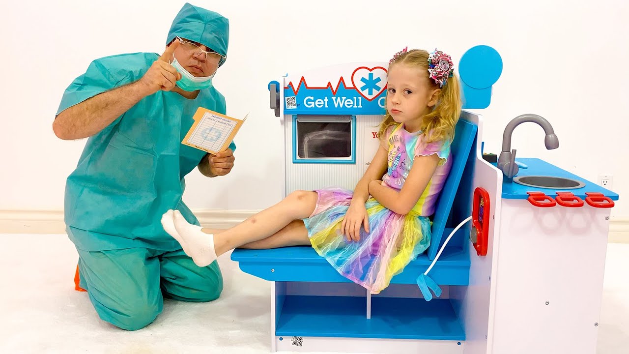 Nastya e pai história de lavar as mãos e os benefícios de uma alimentação saudável