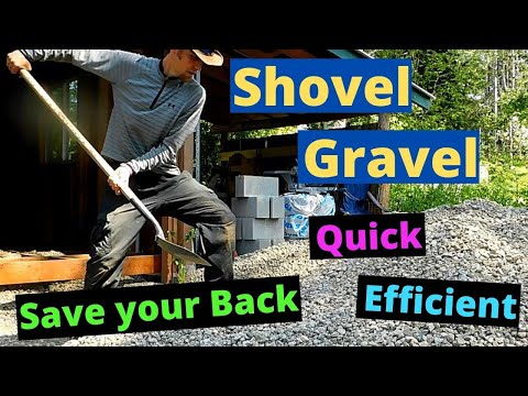 Part of a video titled How to Shovel Gravel Without Breaking Your Back! Quick and ...