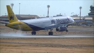 preview picture of video 'LPFR 6x Monarch Airlines Airbus A32X Landings & Take-off's (20-8-2013)'