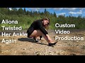 Aliona Twisted Ankle Girl Walks In One Shoe Twisted Ankle Girl High Heels On Gravel 1283