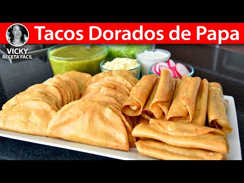Tacos Dorados de Papa Truco para que no se salga | #VickyRecetaFacil Video