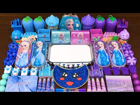 FROZEN BLUE vs PURPLE! Mixing Random Things into GLOSSY Slime ! Satisfying Slime Videos #443