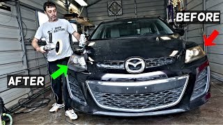 HOW TO RESTORE FADED FOGGY HEADLIGHTS demonstrated on Mazda