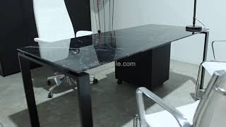 Tavolo Ufficio Direzionale Vetro Effetto Marmo