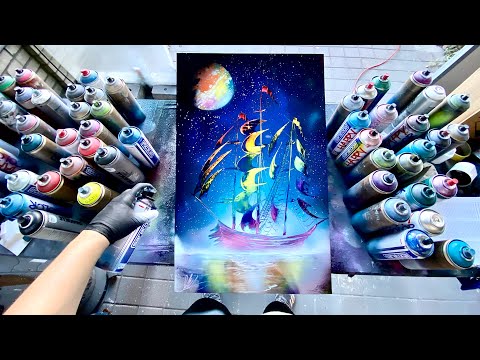 Rainbow Ship - SPRAY PAINT ART - by Skech