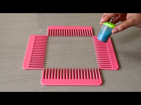 Easy Diwali Rangoli Design Using Combs | Dussehra Rangoli | Deepavali Rangoli | Deepawali Muggulu