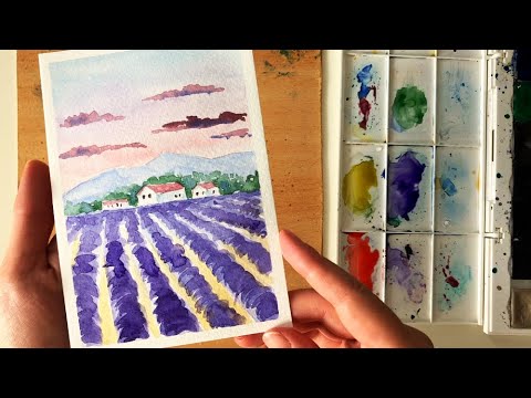 10 Minutes Watercolor - Lavender Field