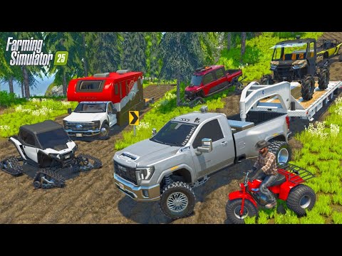 GOING MUDDING WITH LIFTED TRUCKS, SXS, & TRACKED ATV SETUP! | FS25