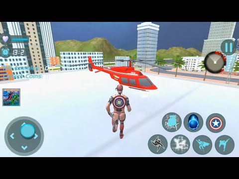 Flying Captain Superhero Robot Flying City Battle #2 | Captain Hero Destroy Helicopter - GamePlay