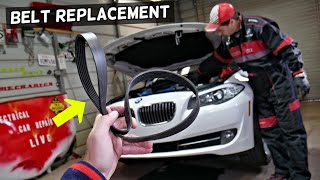 BMW F10 F11 SERPENTINE BELT REPLACEMENT REMOVAL INSTALLATION 520i 523i 528i 530i 535i 518d 520d 525d