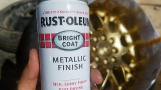 Painting car wheels with Rustoleum gold paint