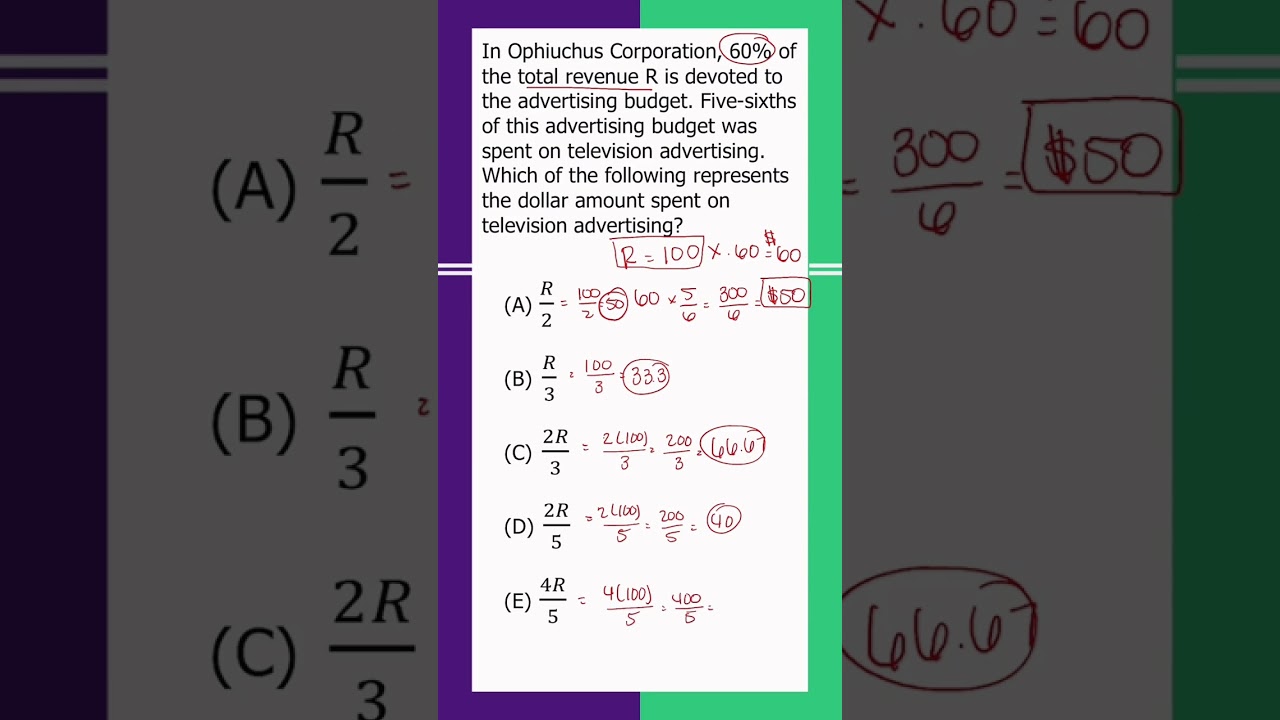 Part 2 of the GRE math question on percent! #shorts