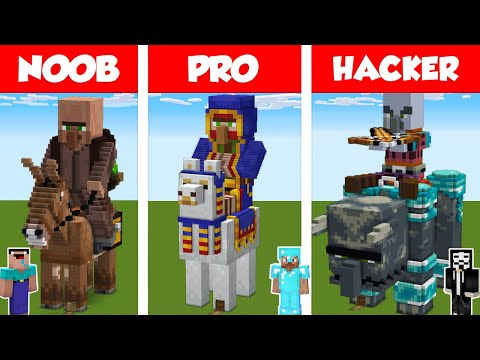 WiederDude - Minecraft NOOB vs PRO vs HACKER: VILLAGER STATUE HOUSE BUILD CHALLENGE in Minecraft / Animation