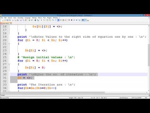 Guass Sidal method in numerical method analysis  implementation using perl Language