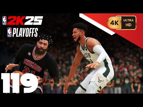 NBA 2K25 =My Career= [PC] (4K) EP119 {Playoffs: East 1st Round} Game 4 {Bulls @ Bucks}