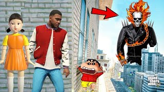 GTA 5 : Shinchan And Franklin And Squid Game Playing Hide And Seek With Gost Rider | GTA 5 AVENGERS