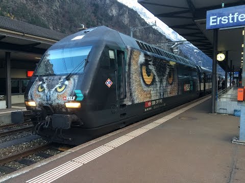 Züge auf der Gotthardbahn-Winter 2017-Erstfeld Station