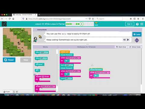 Gr 3 While Loops Farmer L13 Code org Course D