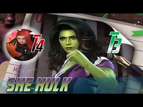 SHE HULK T3 Y BLACK WIDOW T4 NUEVOS UNIFORMES GAMEPLAY MARVEL FUTURE FIGHT