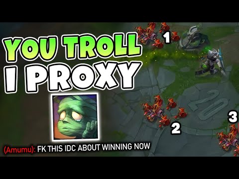 My jungler decided to troll so I decided to double proxy and 1v9 the game on singed