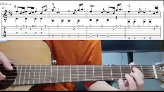 How Far I'll Go (Moana) - Easy Fingerstyle Guitar Playthrough Tutorial With Tabs