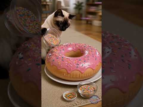 Giant Treat Surprise! Playful Pup and Curious Cat's Fun Moments 🐶🍩