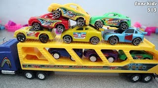 Download lagu Mainan truck trailers mengangkut banyak mobil 🚗 Trans movers Truck trailers for children mp3